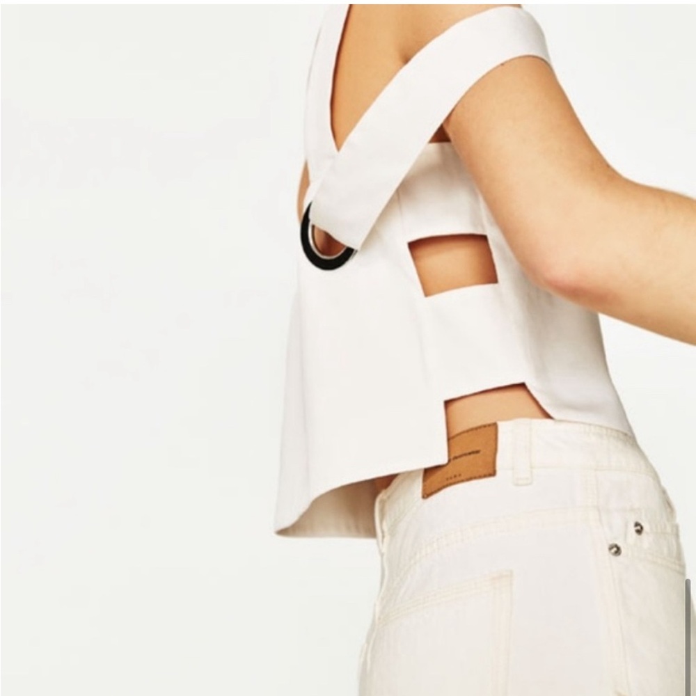 SOLD White Zara Top with Metal Rings